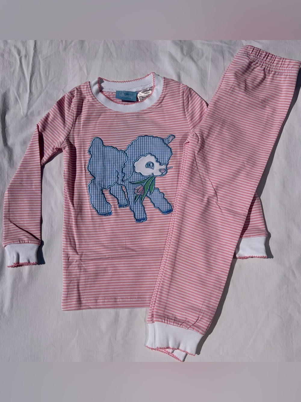 Classic Whimsy Baby Lamb pink striped pajama set sz 4T NWT